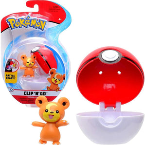 Pokémon Poké Ball Clip ’N’ Go Teddiursa med Pokéball 5 cm