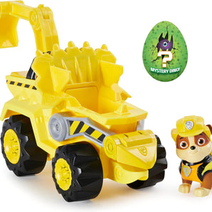 Paw Patrol Figur og Traktor Dino Rescue Rubble Deluxe Vehicle i Gul 15 cm