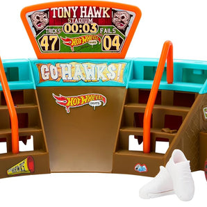 Hot Wheels Fingerboard Skate Stadium Playset designet med Eksklusivt Tony Hawk Board