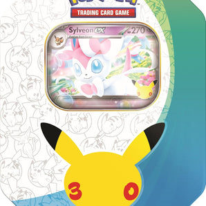 Pokémon Kort 30th Celebration Sylveon ex Tin med 4 Boosterpakker