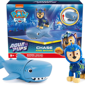 Paw Patrol Figur Chase med Haj Aqua Pups 6 cm