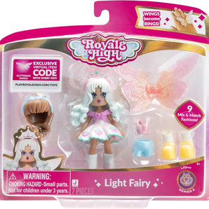 Roblox Royale High Light Fairy Modedukke 7,5 cm med 9 Tilbehørsdele og Kode