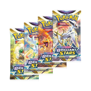 Pokemon Kort Sword & Shield Brilliant Stars Booster Packs 4 Stk