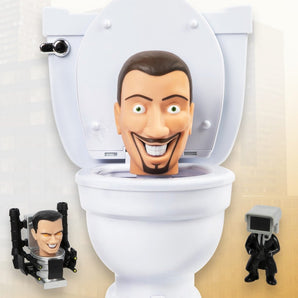Skibidi Toilet Figur Mystery Toilet med Lyd og Pop-up Funktion og Tilbehør